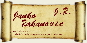 Janko Rakanović vizit kartica